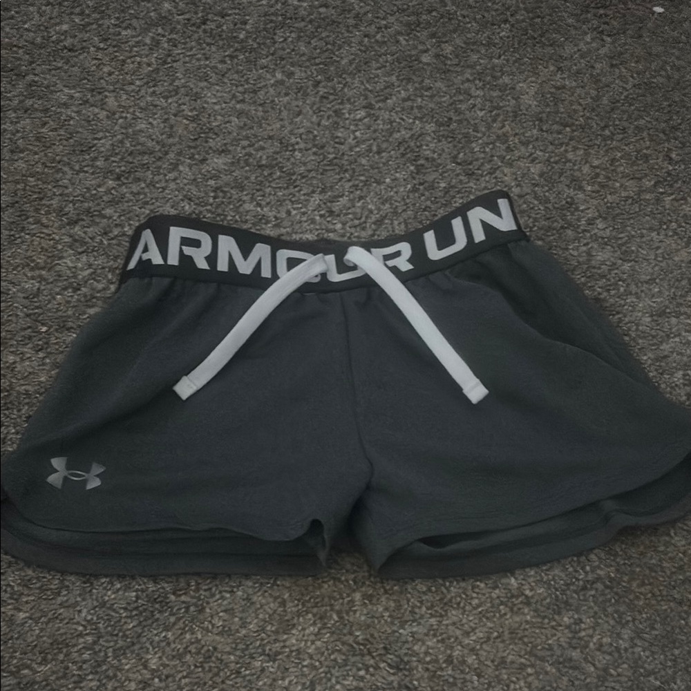 Under Armour Charcoal Gray Shorts with White Drawstring